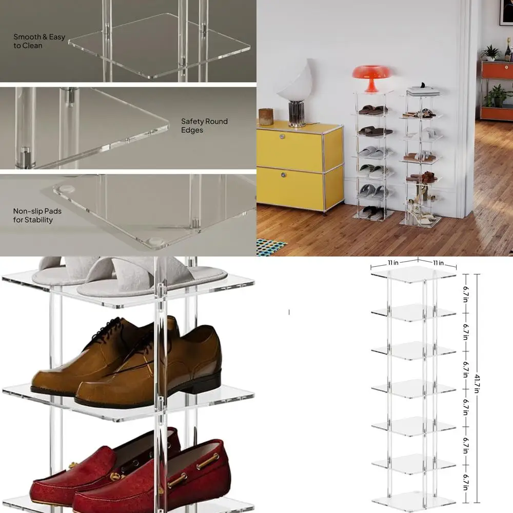 

Вертикальный 7-уровневый органайзер для хранения обуви для небольших помещений, 11 x 11 x 41,7, идеально подходит для прихожей, гостиных, спален