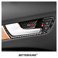 For Audi A4 B8 2009-2016 Carbon Fiber Car Interior Door Pull Handle Bowl Trim Stickers 4pcs Decoration Tuning Accessories