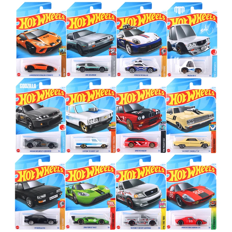 

Hot Wheels 2024N Lamborghini Huracan Porsche Nissan Skyline DMC Deloran Mazda RX-3 Ford F150 BMW M3 1/64 литая модель игрушка C4982