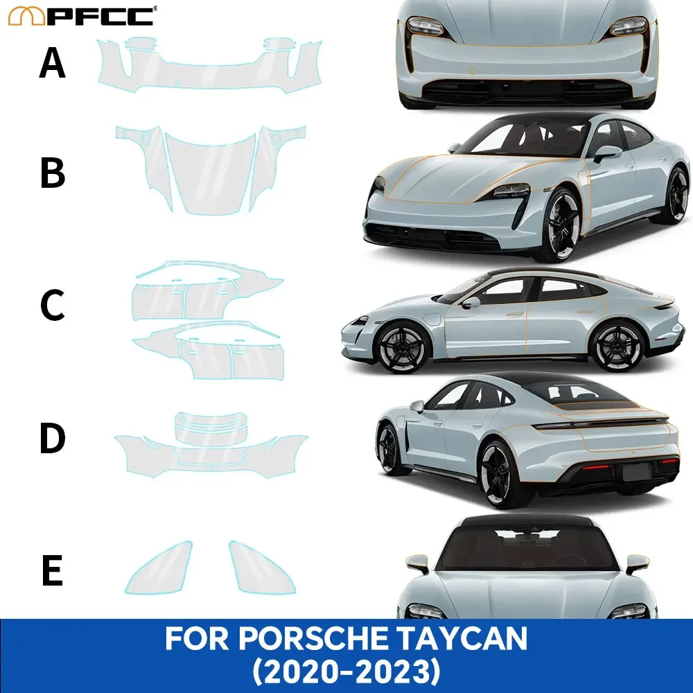 PPF for Porsche Taycan 2020 2021 2022 2023 8.5Mil Pre Cut Transparent Car Paint Protection Film Car Wrap Protect Clear Sticker