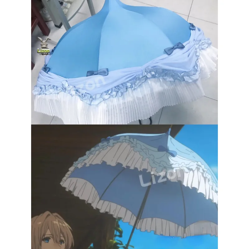CyAnime Violet Evergarden Cosplay paraguas azul violeta Evergarden Anime Cosplay violeta Evergarden accesorios de Cosplay