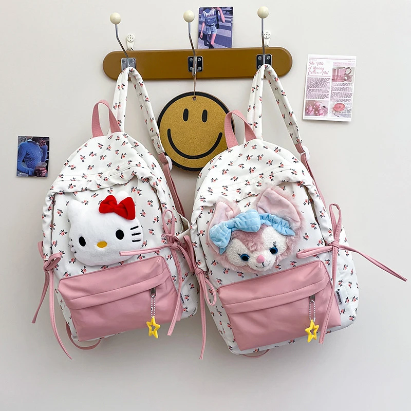 

Hello Kitty Sanrio Backpack Anime Cute Cartoon Kawaii Outdoors Student Snacks Cosmetics Stationery Storage Schoolbag Toys Girls