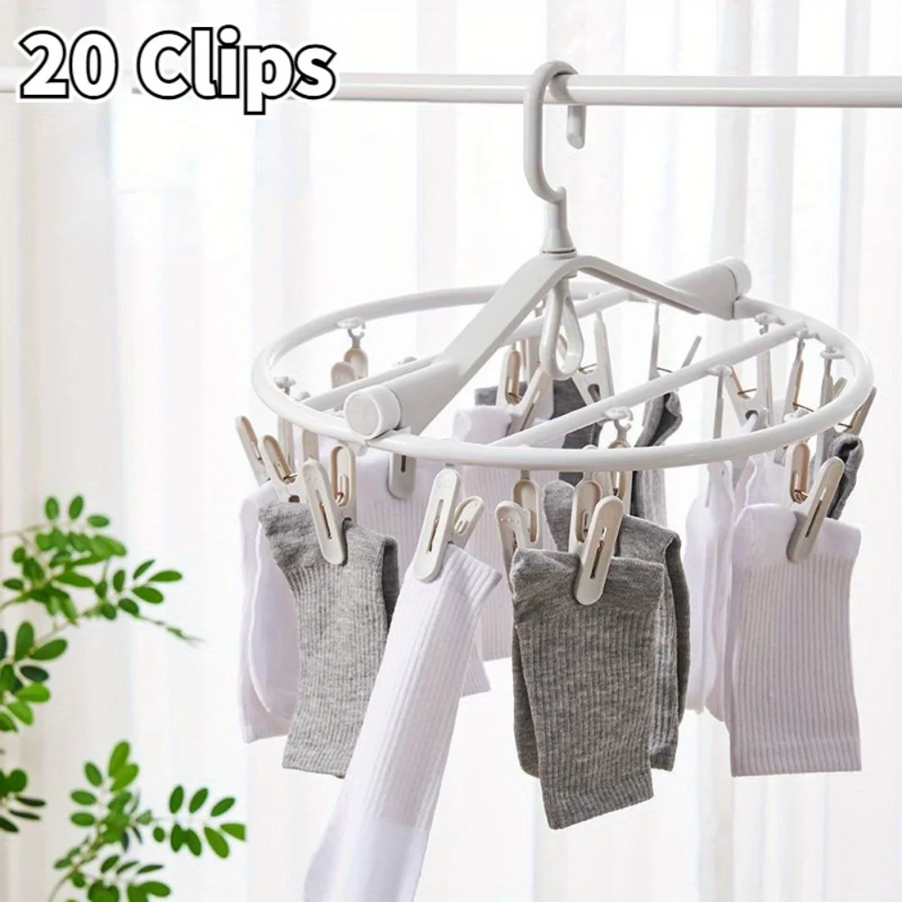 Folding Clothes Dryer Hanger Clothes Socks Drying Rack Home Gadgets Clothes Pegs Multifunctional with Plastic Multi Clip