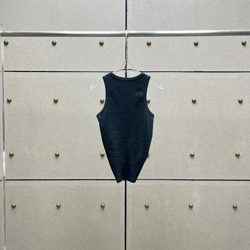 Femmes t-shirts nouveau torsadé fleur noué haut sans manches pour l'été 2025 élastique mince pur coton femmes gilet corset haut court