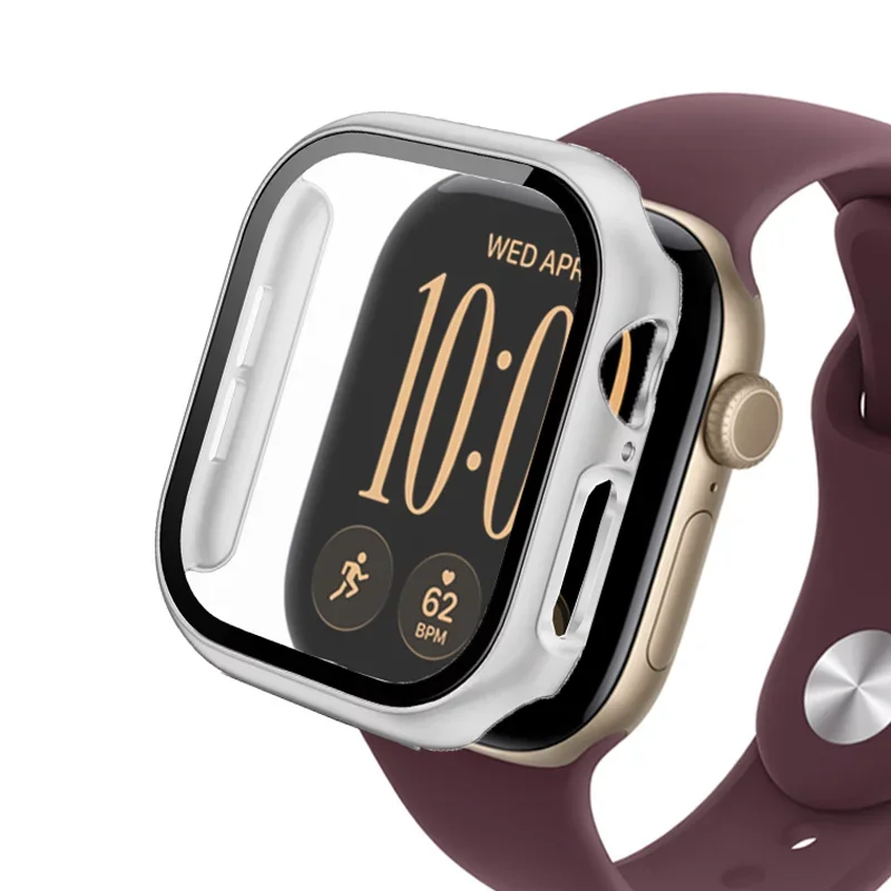 2 pcs Cases For Apple Watch 44mm 40-41 42mm 45mm 46mm Screen Protector Tempered Glass Cover Apple Watch 12 11 10 8 7 9 6 SE 5 4