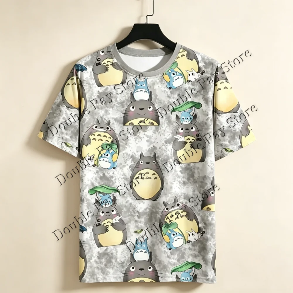 Totoro 3D All Over Print T Shirt Anime Short Sleeve Crew Neck Tee Men Women Casual Summer Cartoon Tops Harajuku Kawaii Clothing