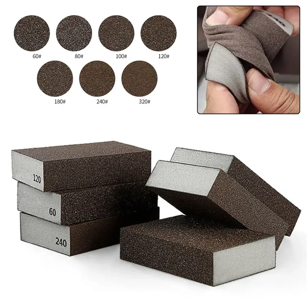 Sanding Sponge Blocks 60/80/100/120/180/240/320Grits Metal Wood Grinding Washable Reusable Medium Fine Grit Sponge Blocks