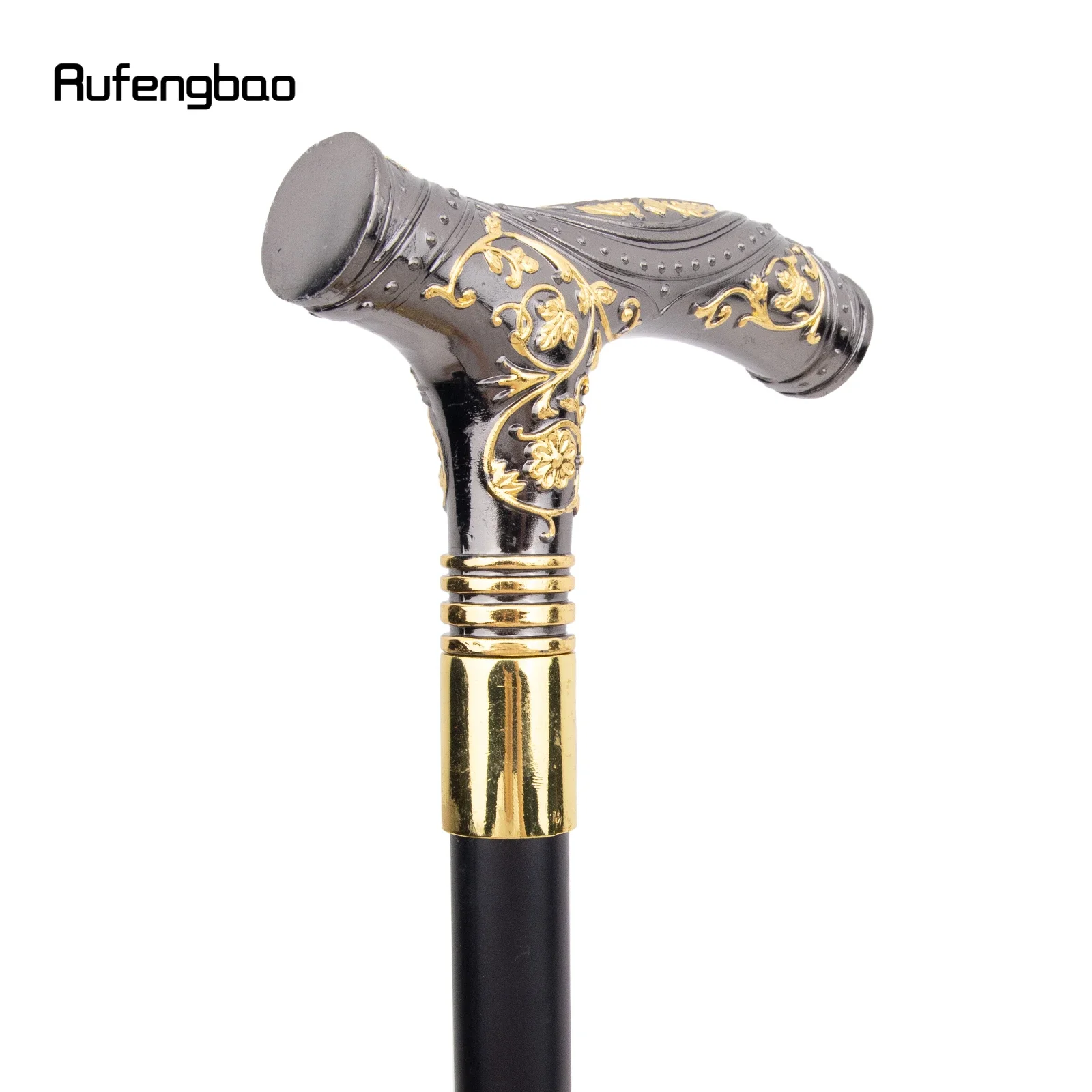 Golden Black Luxury Flower Handle Fashion Cosplay Walking Stick for Party Decorative Walking Cane Elegant Knob Crosier Knob 94cm