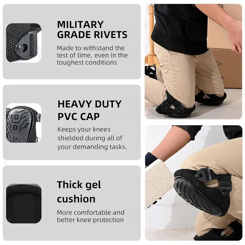 Knee Brace Professional Work Knee Brace Gel Construction with Safety Dual Straps Adjustable Knee Brace Tool for Men Women