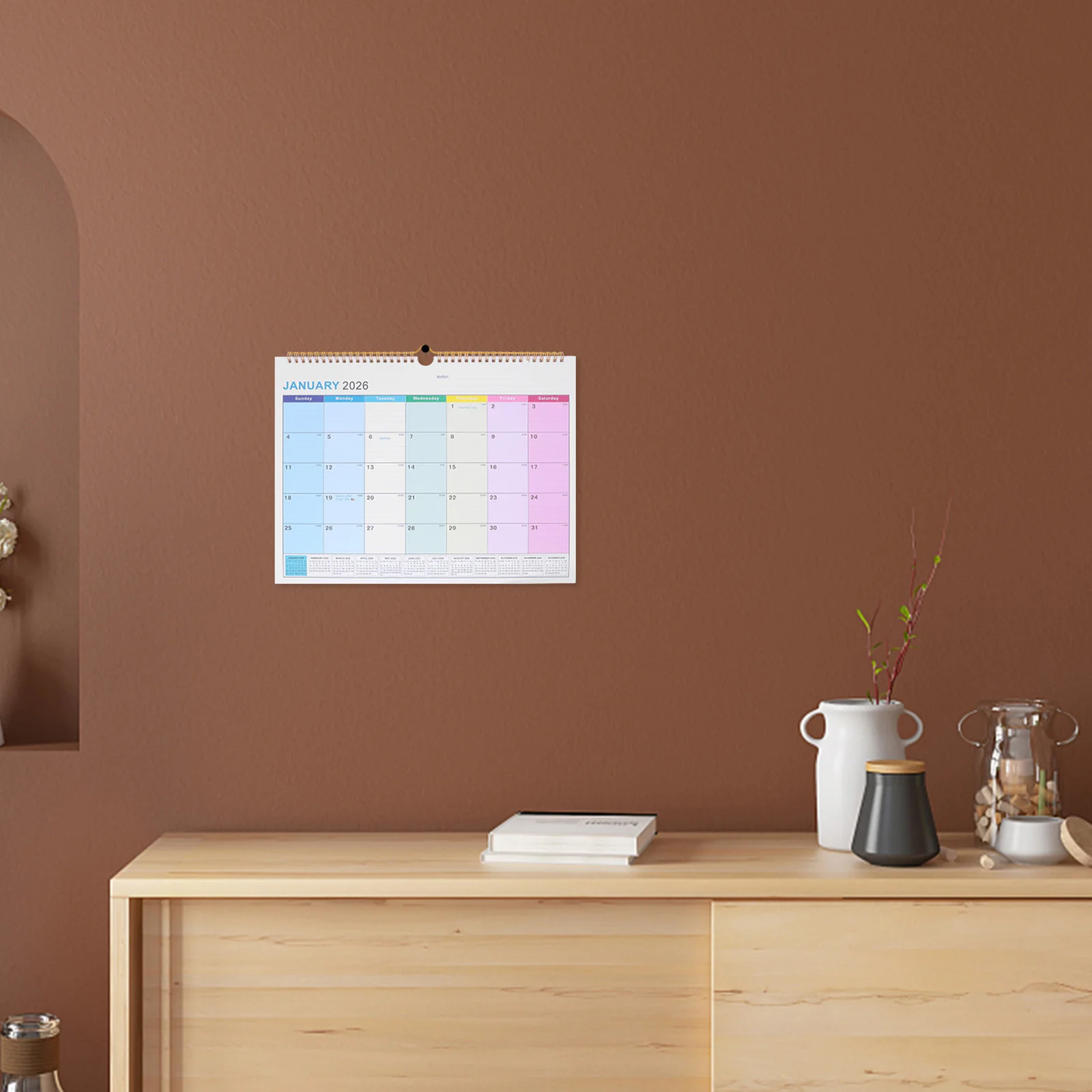 

18 Month Wall Calendar Jan 2026 - June 2027 Smooth Writing Surface European Style Decorative Calendar for Daily Schedule