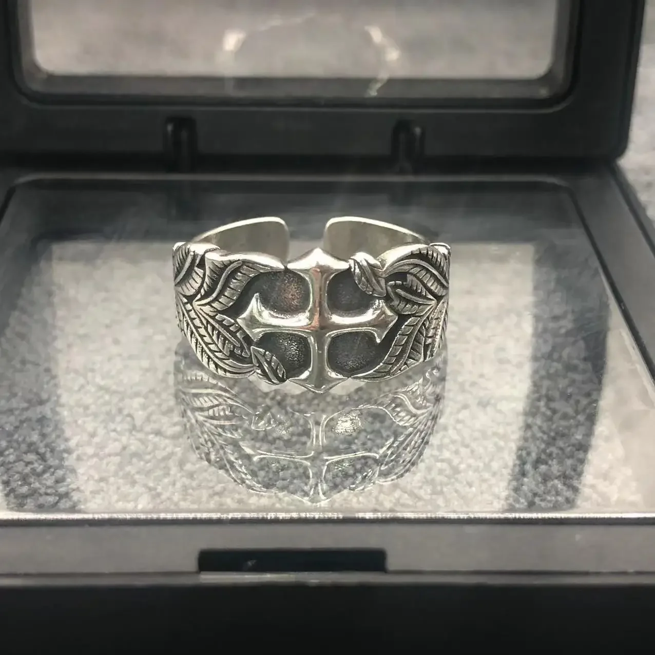 Punk Hip Hop Style Fashion Cross Thai Silver Ring Vintage Personalized Open Rings