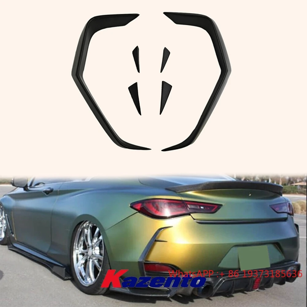 For Infiniti Q60 Q60S Carbon Fiber Rear Bumper Air Fender Vent Fins Aero Flicks