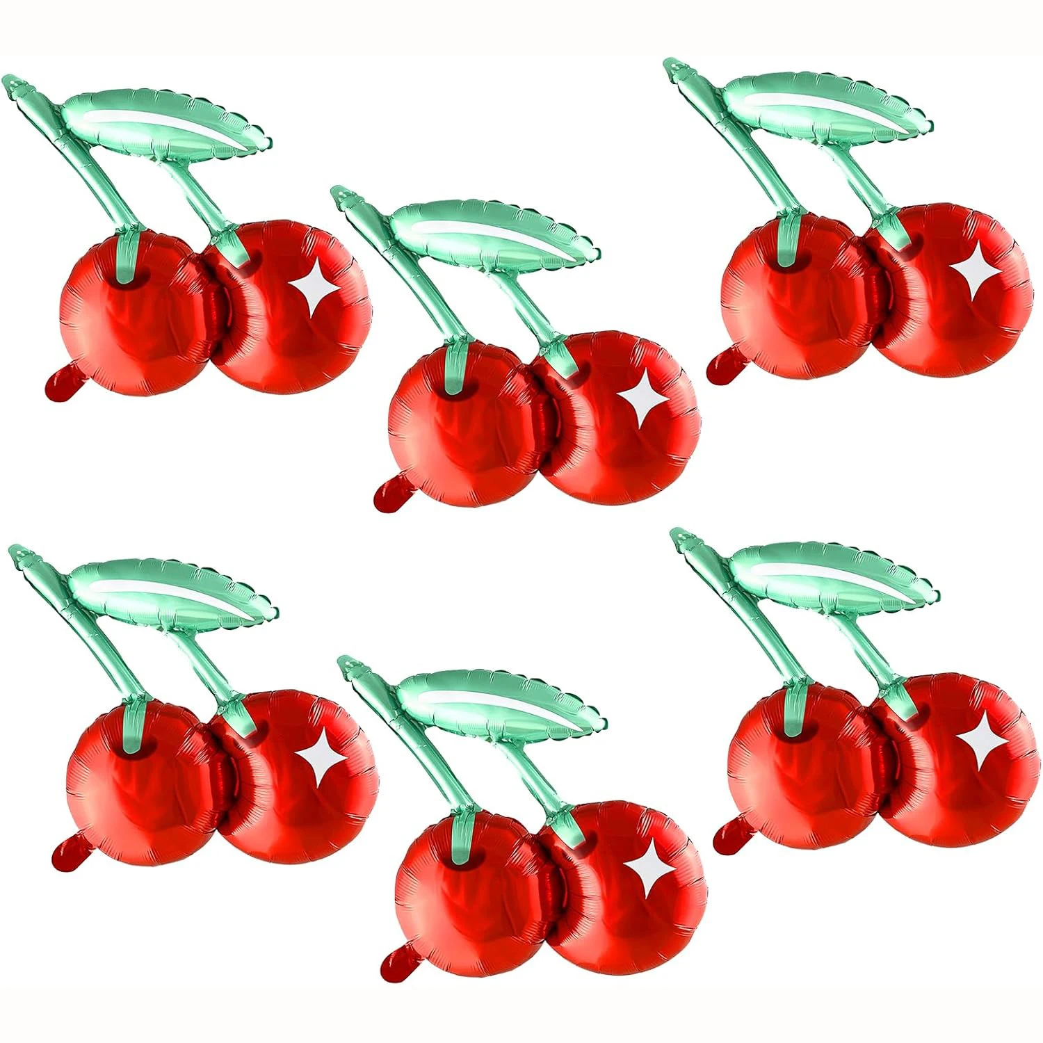 6pcs Cherry Aluminum Film Balloon Summer Sweet Girl Cherry Fruit Theme Birthday Party Wedding Decoration Balloon