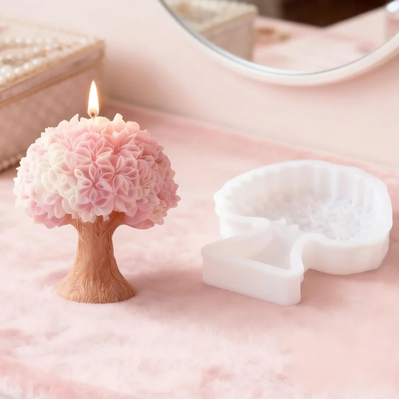 1Romantic cherry blossom tree candle mold，ApplicableDIYCandle/Handmade soap/Diffuser Stone，resin mold，Candle mold，Easy to demold