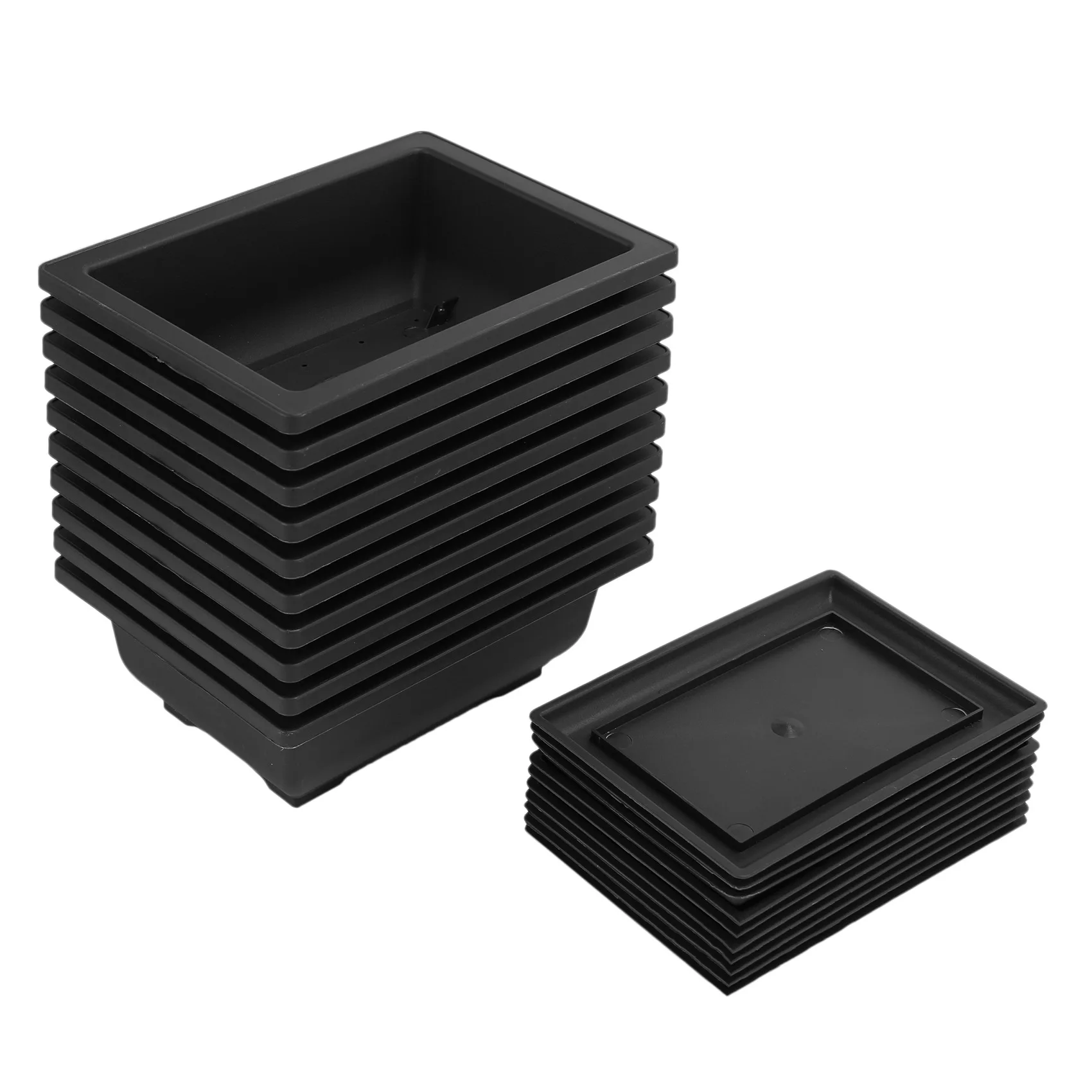 10 Packs Bonsai Training Pots with Tray Plastic Bonsai Plants Growing Pot for Garden Yard Living Room Balcony 16.5X12cm