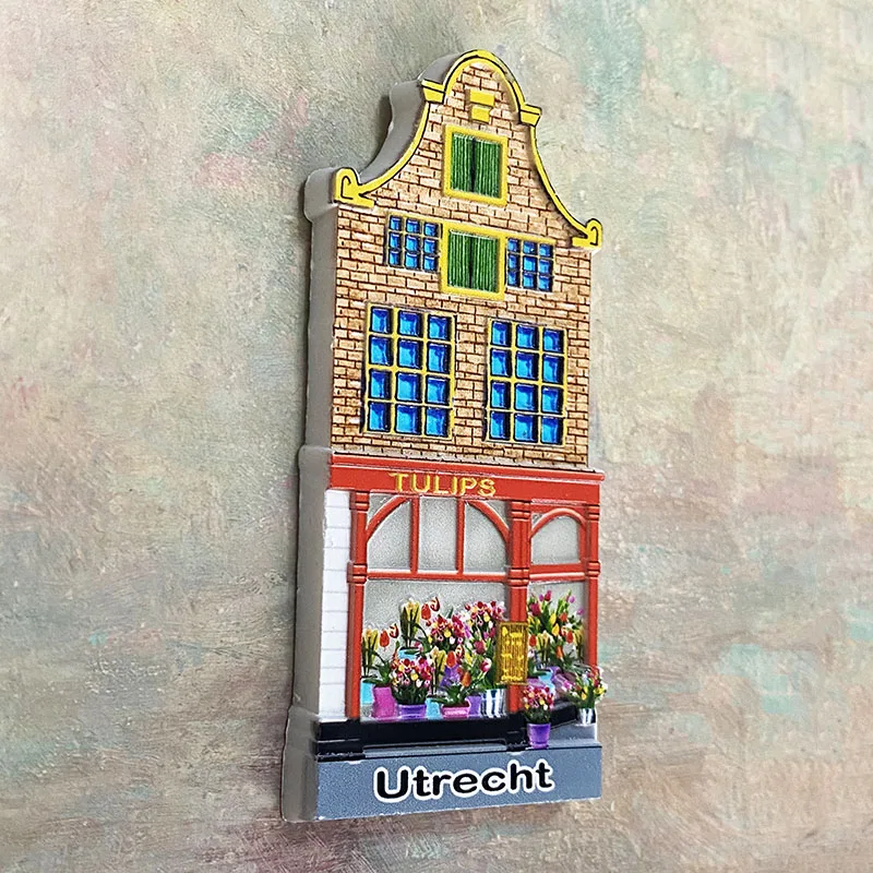 Utrecht Dutch characteristic house building refrigerator stickers Tourist souvenirs decorative crafts collection 3D stereo