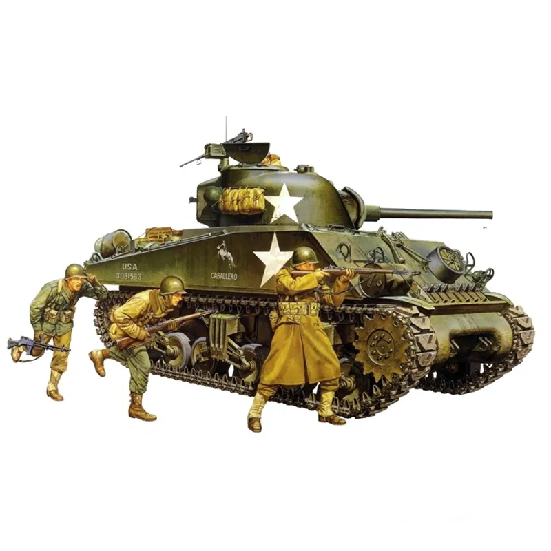 Tamiya Plastic Assembly Model 1/35 American M4A3 Sherman Tank (75mm Cannon) Adult Collection DIY Model Kit 35250