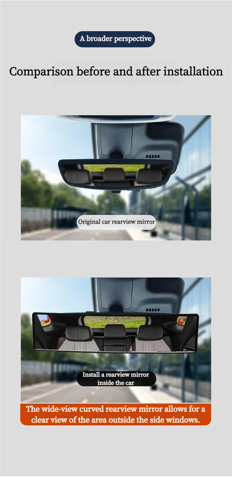 Universeller Blendfreier Weitwinkel-Konvexspiegel für Autoinnenraum Einfach Aufsteckbar 285mm HD Panorama Anti-Nebel Sicherheitszubehör – Detail 4