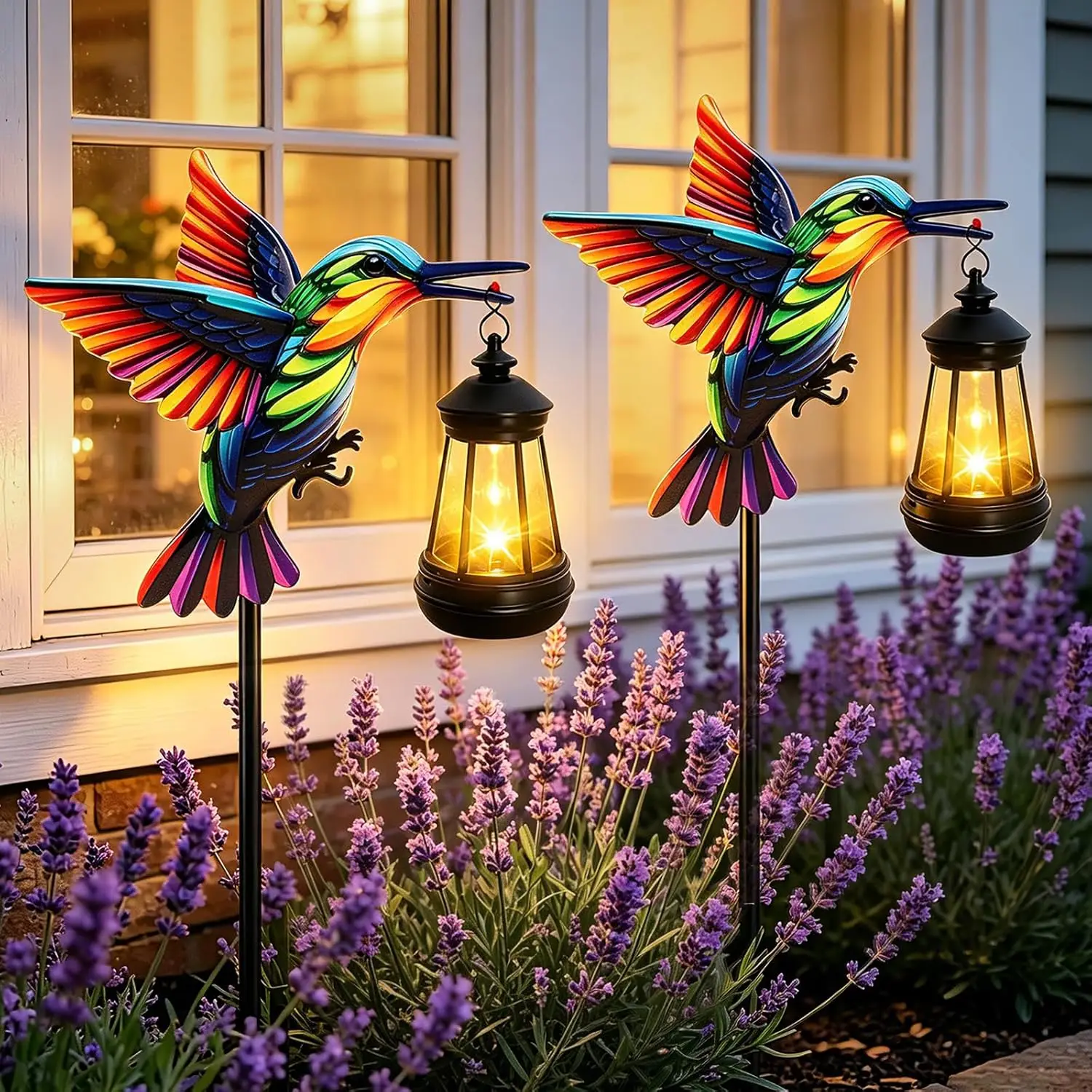 Garden Stake Lights Glass Metal 6x6 Post Fit Solar Spotlight 7 Color Modes Fall Gray