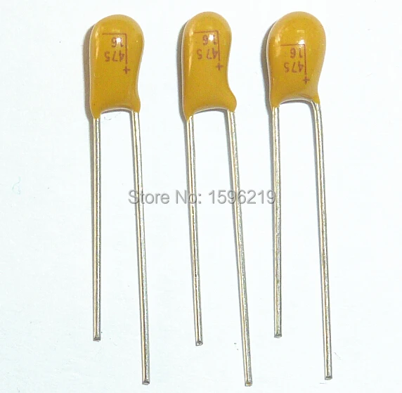 Capacitor de tântalo, 4.7uF, 16V, 475, Brand New, 16V, 4.7uF, MERGULHO, Radial, 100Pcs