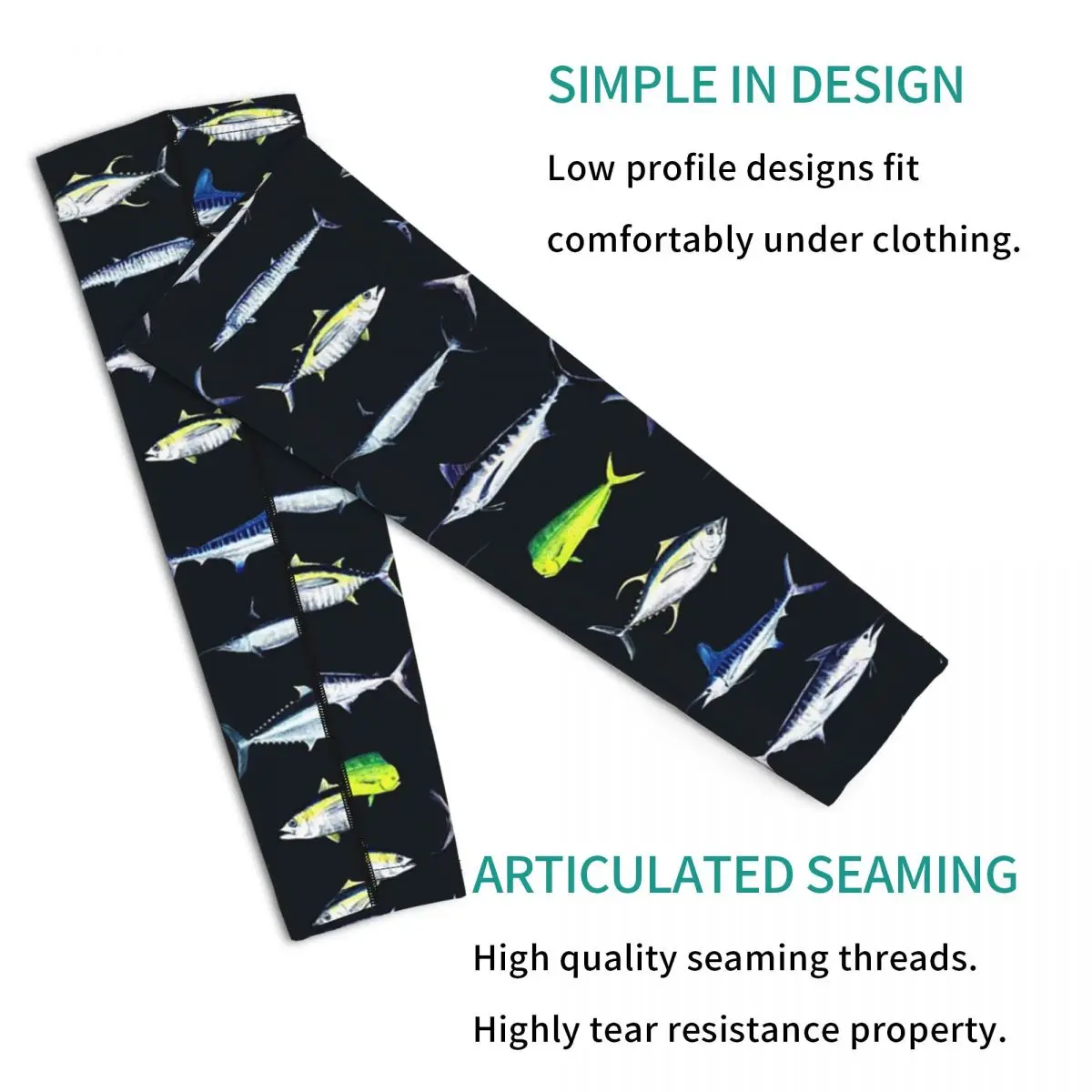 SPORTFISH Pattern Dark Navy Blue BlackYellowfin Tuna Outdoor Arm Sleeves Sun UV Protection Cover Summer Cycling Tattoo Sleeves