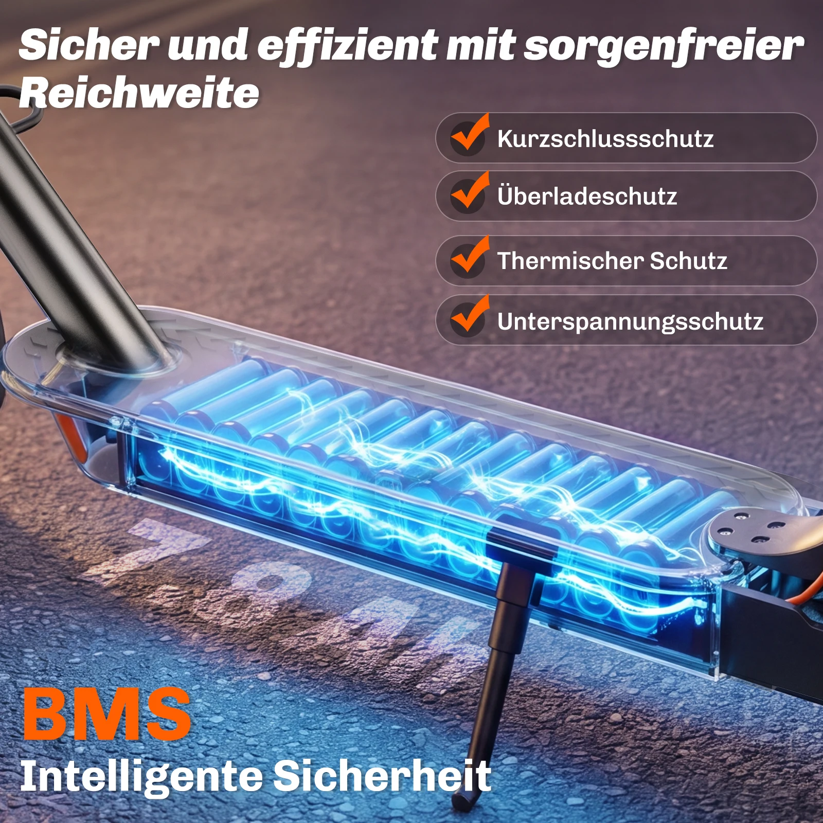 TODIMART T3A Elektroroller mit App, Elektroroller für Erwachsene, 36V 7.8Ah, 20 km/h, 25-35 km Reichweite, Vollgummireifen, faltbar – Detail 4