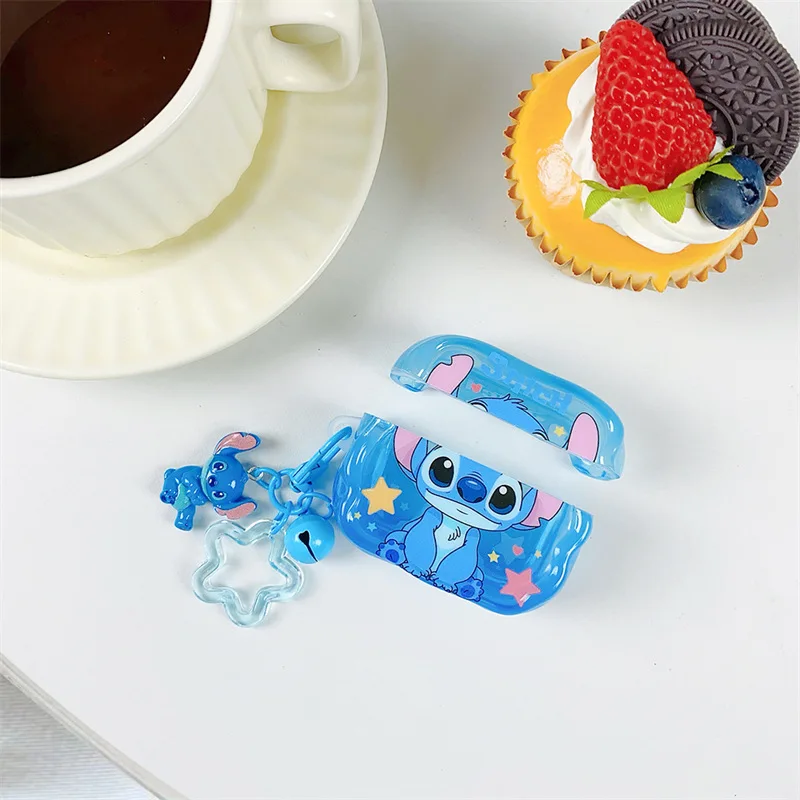 ديزني غرزة حقيبة سماعة الاذن ل Airpods 1/2 3 4 برو الكرتون لينة بولي TPU سماعة لاسلكية تعمل بالبلوتوث سماعة الغطاء الواقي مع سلسلة المفاتيح