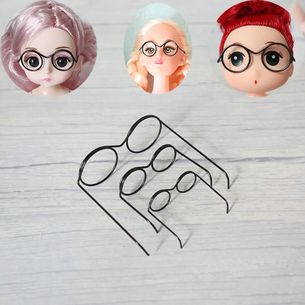 

5PCS Retro Black Round Frame Miniature Doll Eyewear Miniature Frame Metal Doll Glasses Metal Toys Decoration Doll Mini Glasses