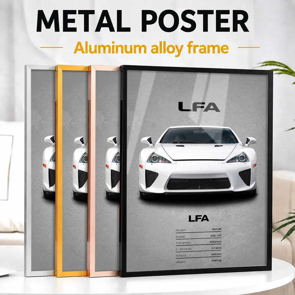 Japan LFA Car Framed Metal Print Customized Photo Minimalist Engineering Style Wall Art For Man Cave Special Housewarming Gift
