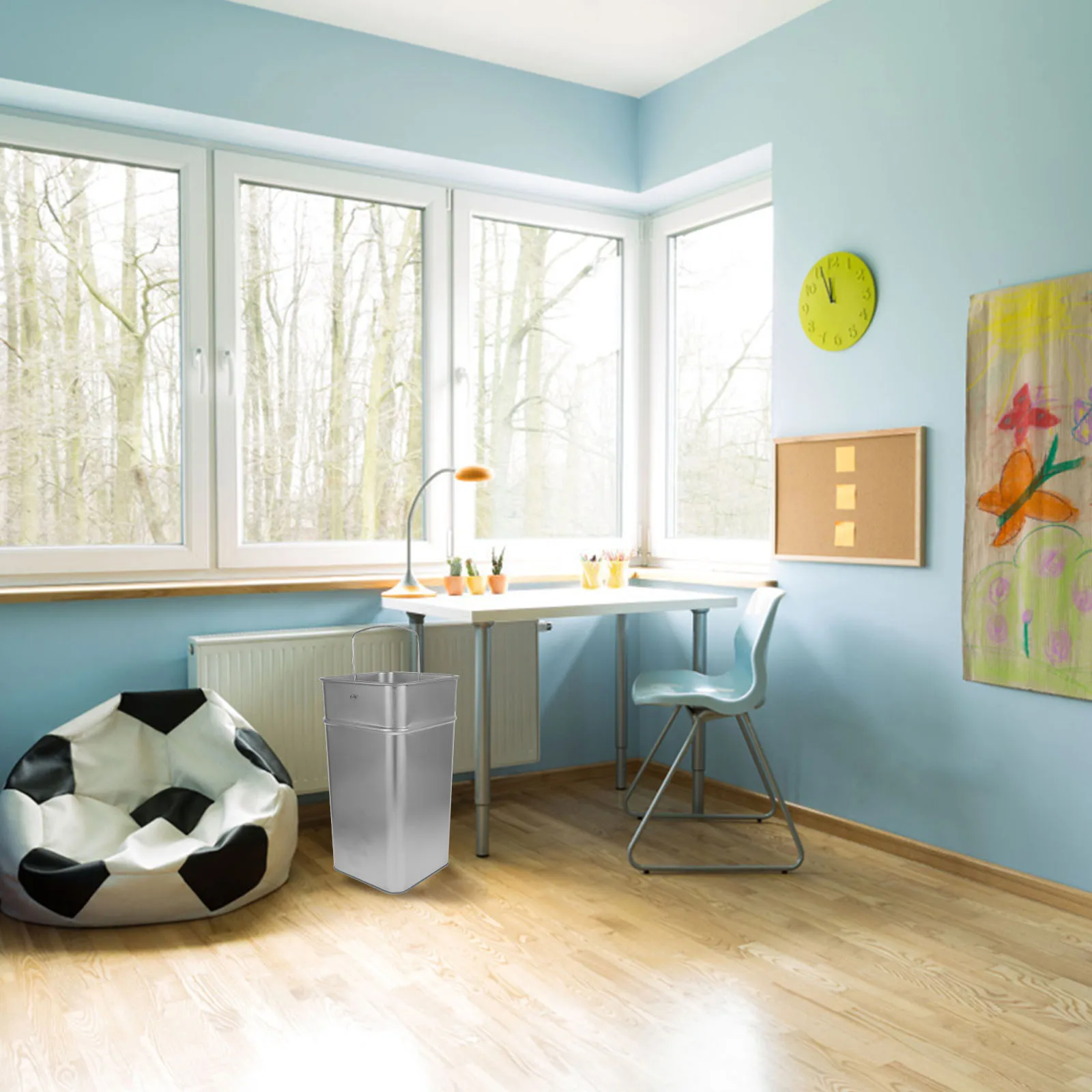 

Galvanized Iron Trash Can Inside Bucket Metal Garbage Container Portable Bucket with Handle Multipurpose Outdoor Garden Use