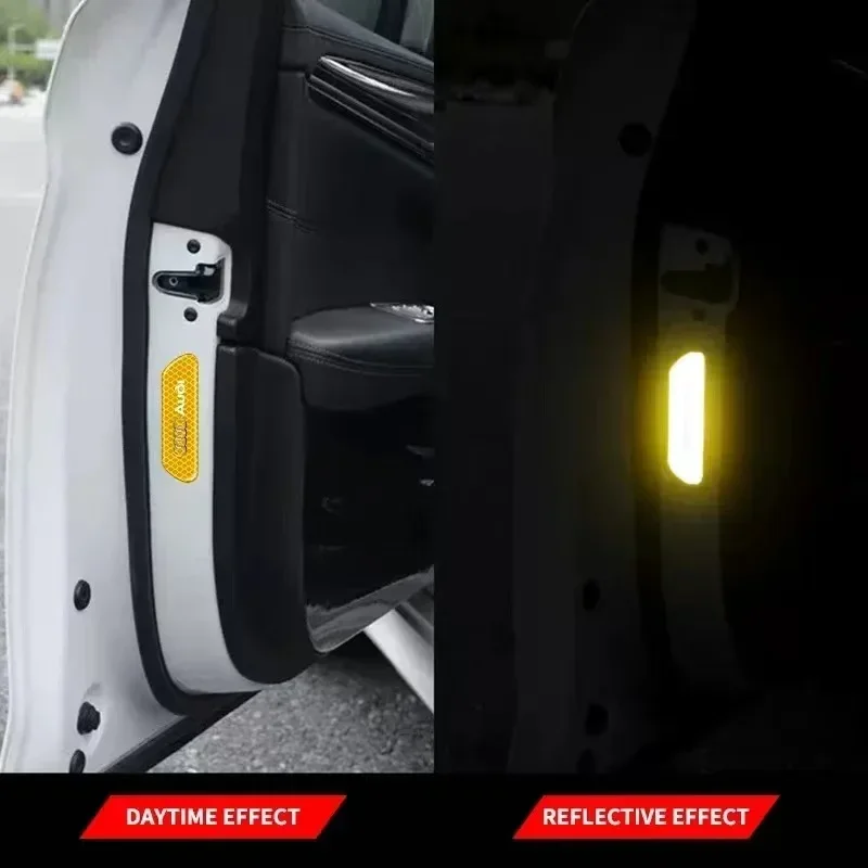 4Pcs Car Door Sticker Safety Warning Reflective Mark For Audi Sline A3 A4 B5 B6 A3 8P 8V 8L A5 A6 C6 C5 A1 A7 A8 Q2 Q3 TT S3 S4 view 4