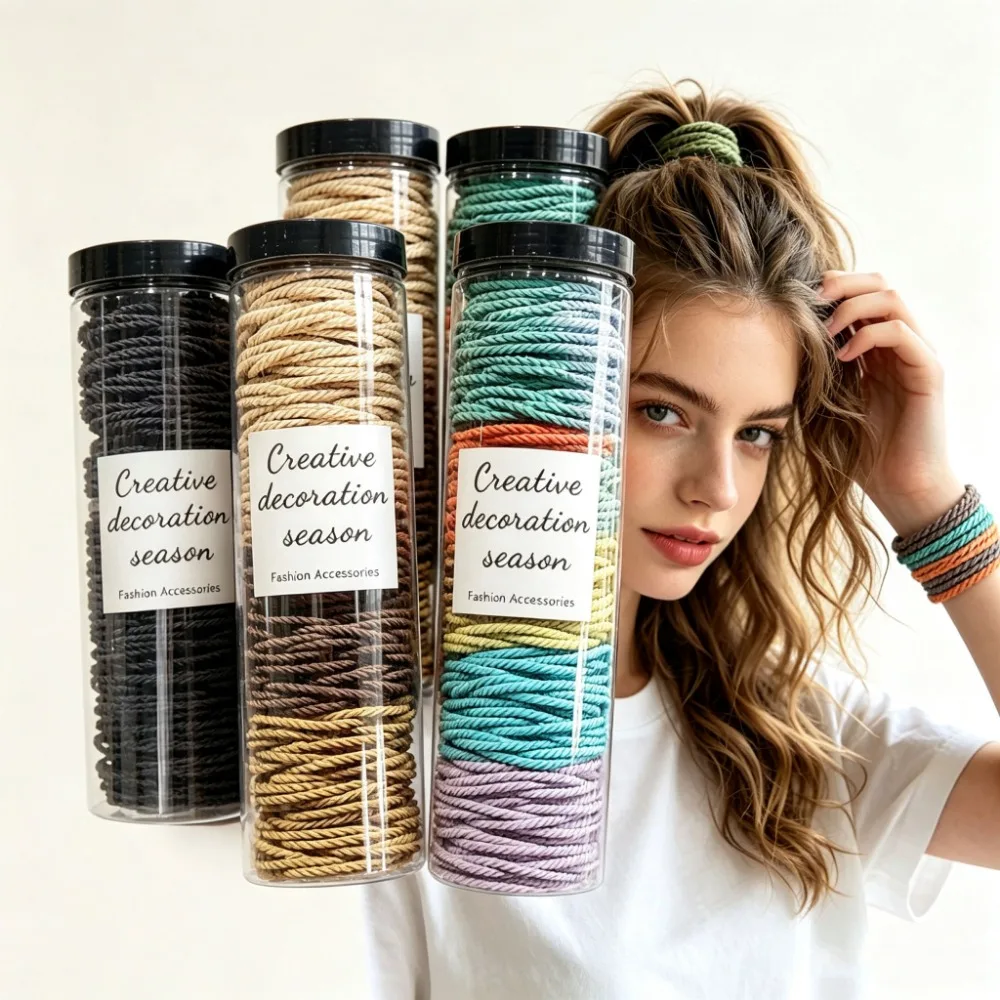 100PCS Basic Elastic Scrunchie Hair Ties Hair Bands Fashion Ponytail Holders for Women Girls Daily Use Use Gifts