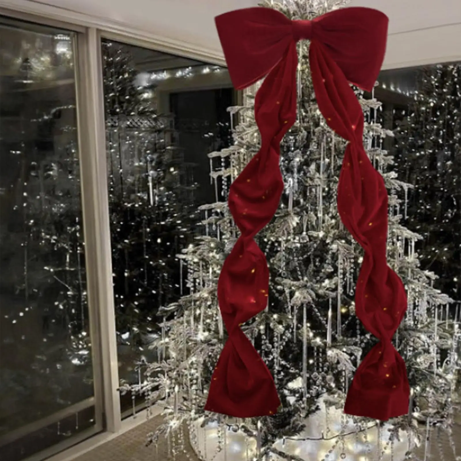 Large Velvet Bow Tree Topper Christmas Decorations Extra Big Ribbon for Door Window Display Wedding Party Photo Backdrop Decor view 3