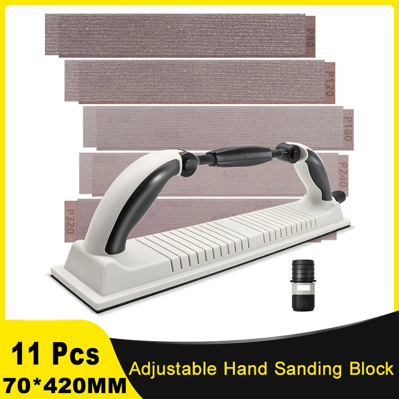 

70 × 420MM Adjustable Flexible Longboard Hand Sanding Block with Hook and Loop Backing Dust-absorbing Hand for Automobile Ship