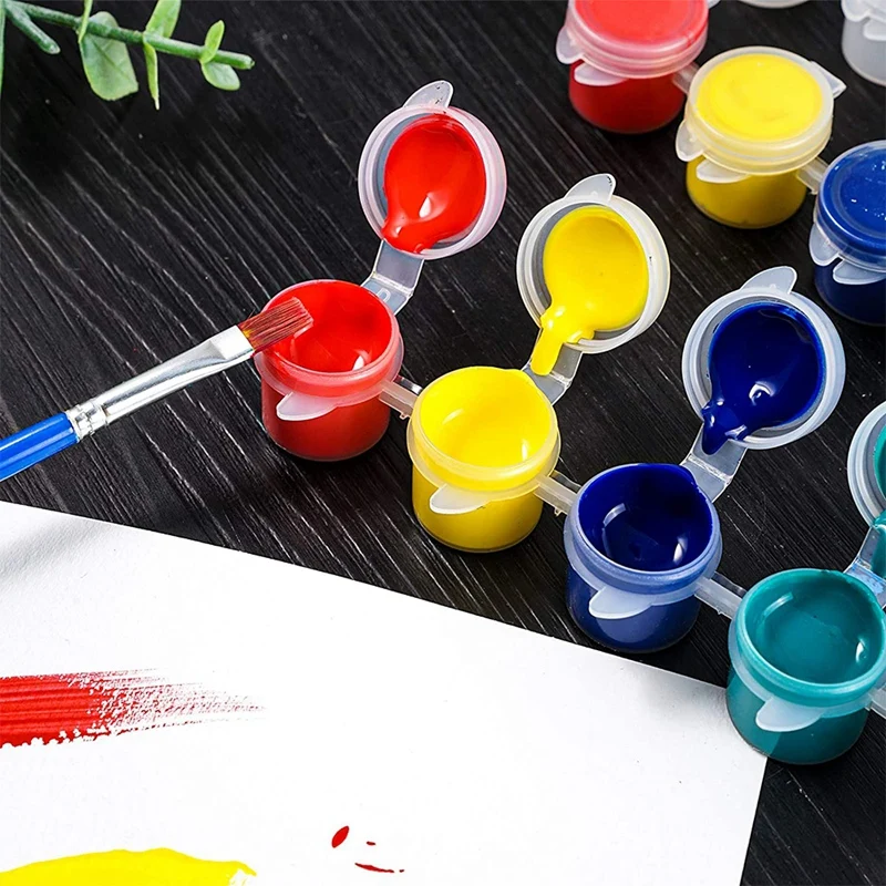 20 Strips 120 Pots Empty Paint Pots Strips Mini Clear Storage Containers And 20 Pcs Paint Brushes Painting Arts Crafts