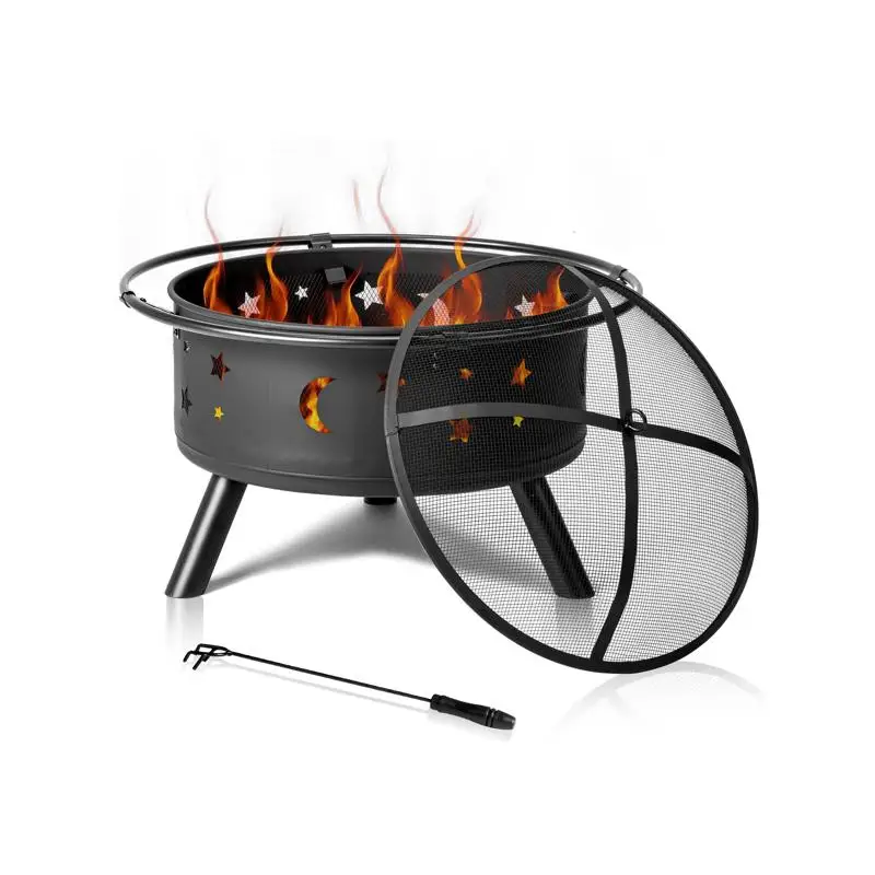 

30 Inch Metal Fire Pit - Outdoor Heating Solution for Patios, Backyards, and Camping, Durable Black Finish, Ideal for