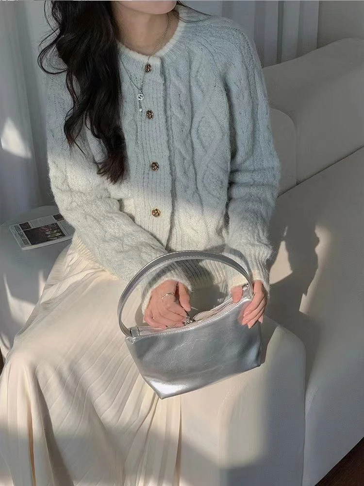 Coreano sle ort malha torção cardigan feminino outono inverno macio mouton preguiçoso sle camisola casaco calor aquecimento longo sve