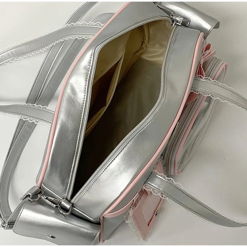 Ita-Tasche mit transparentem Sichtfenster, Otaku-Gürtelschnallen-Design, Umhängetasche, Niedliche Damen-Handtasche mit mehreren Fächern – Detail 8