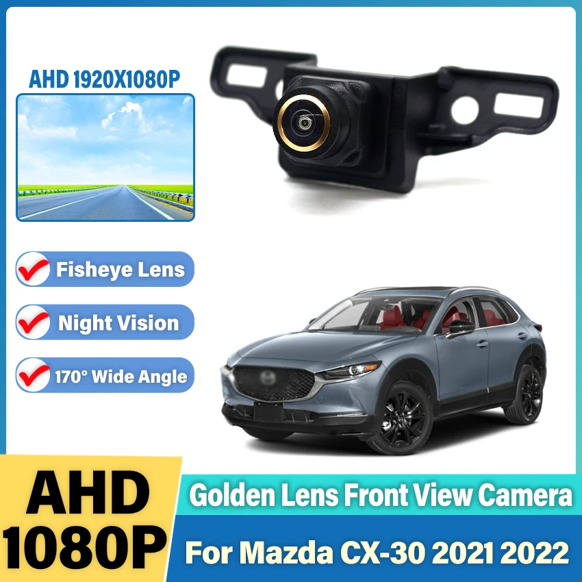 

AHD 1080P Золотой объектив «рыбий глаз» Full HD CCD ночного видения Автомобильная камера с передним видом для парковки с положительным логотипом для Mazda CX-30 2021 2022