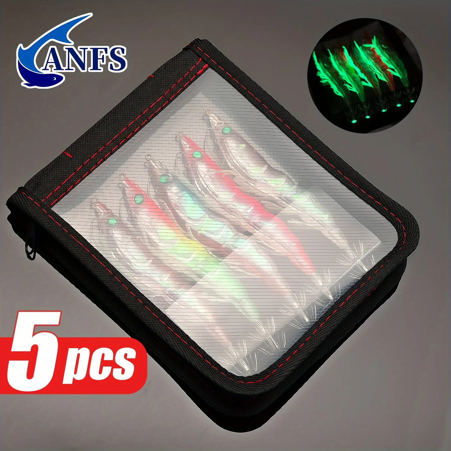 ANFS 1pc/5pcs Glowing Squid Fixtures - Artificial Shrimp, Squid Bait, Fish Bait image 3