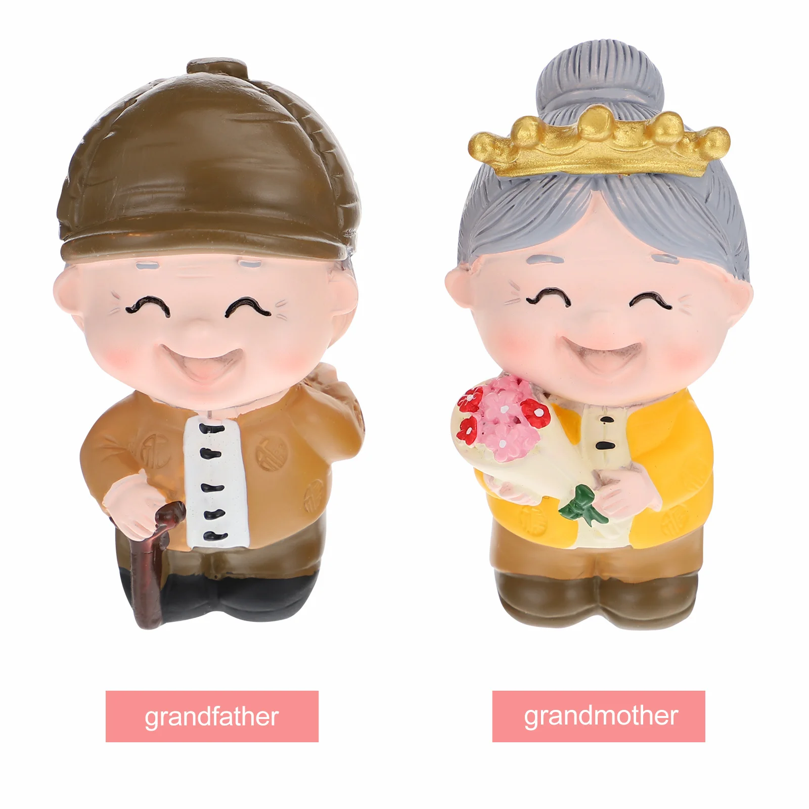 

2Pcs Resin Grandparents Statue Loving Elderly Couple Cake Decoration Anniversary Gifts for Home Office Love Couple Gift Statues