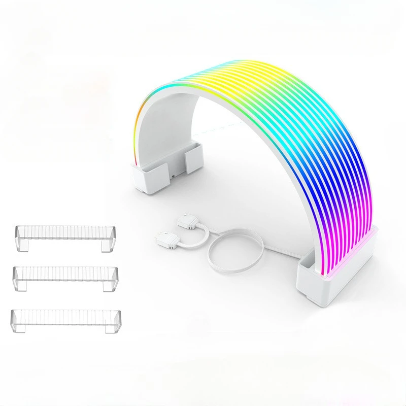 

Black White 24Pin 8Pin ARGB Light Board PSU Extension Cable ARGB Cover LED Motherboard Stripe Strimer 24Pin Silicone Light Strip
