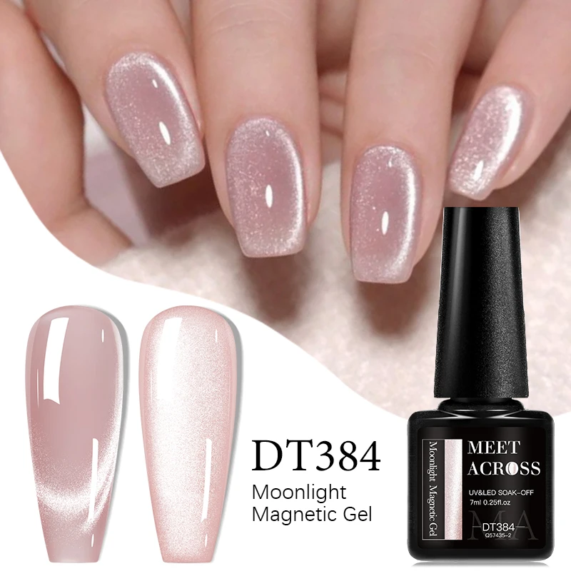 MEET ACROSS 7ml Cat Moonlight Magnetic Gel Polish Pink Silver Transparent Soak Off Nail Art Gel Varnish Manicure For Nails