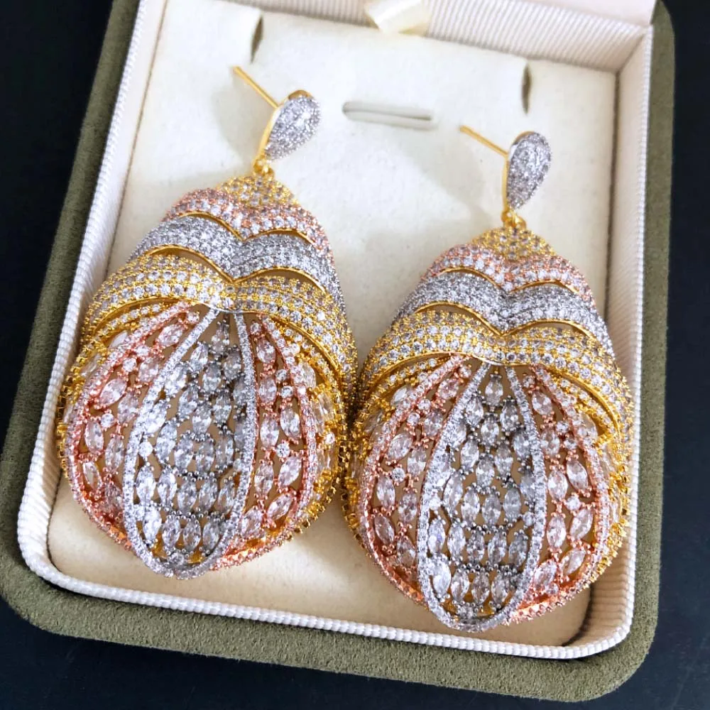 

Missvikki Luxury Big Gorgeous Drop Earrings Trendy Cubic Zircon Indian Earrings for women Wedding Engagement Party JEWELRY GIFT