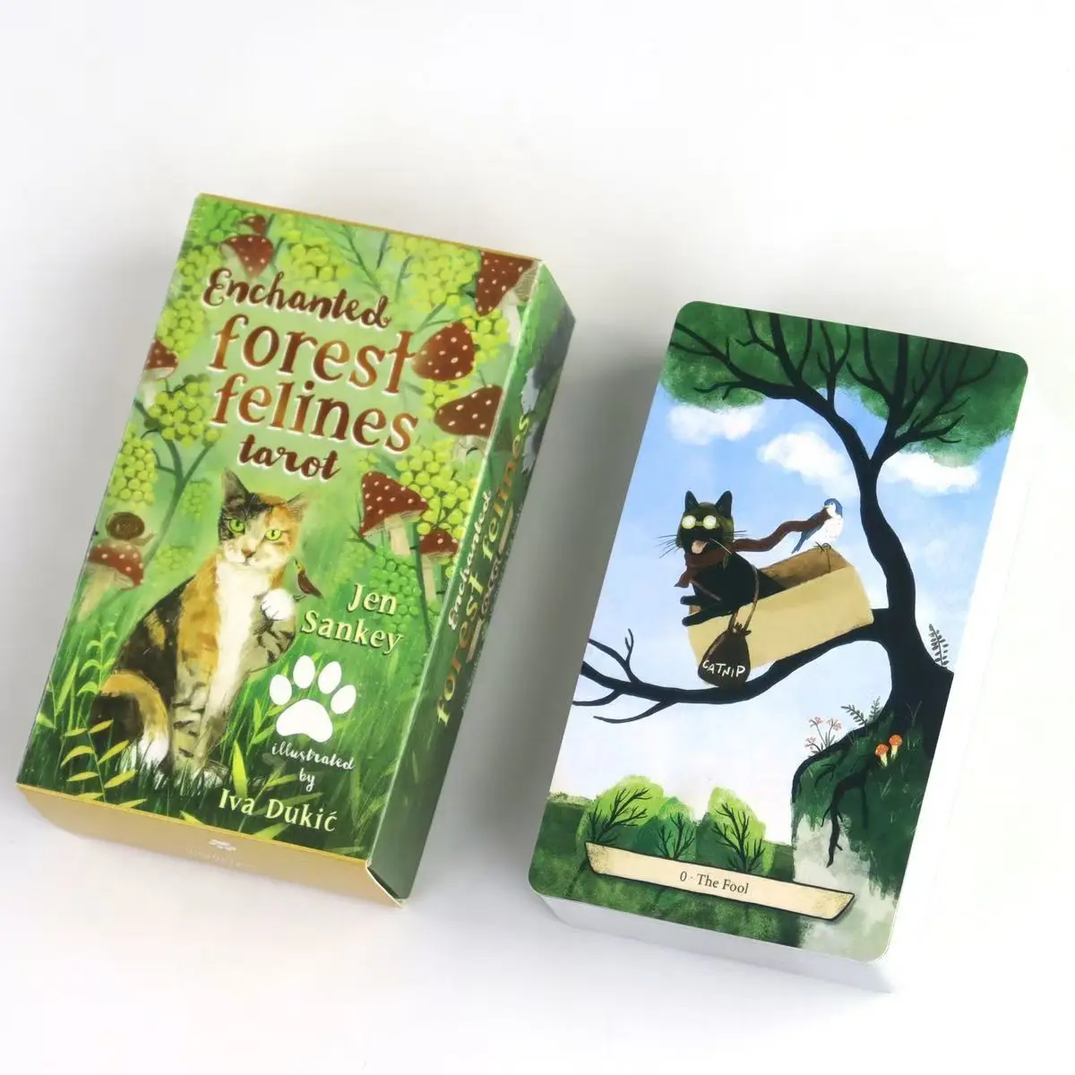 Enchanted Forest Felines Tarot Deck 78 Pcs Tarot Cards 10.3*6cm Based on Rider System Experience The Power of Cat-omancy