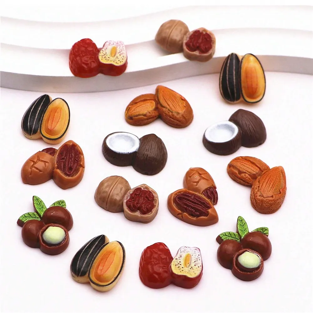 10pcs Cute Mix Styles Resin Imitaton Nuts Flatback Cabochon DIY Jewelry/Craft Scrapbooking Accessories