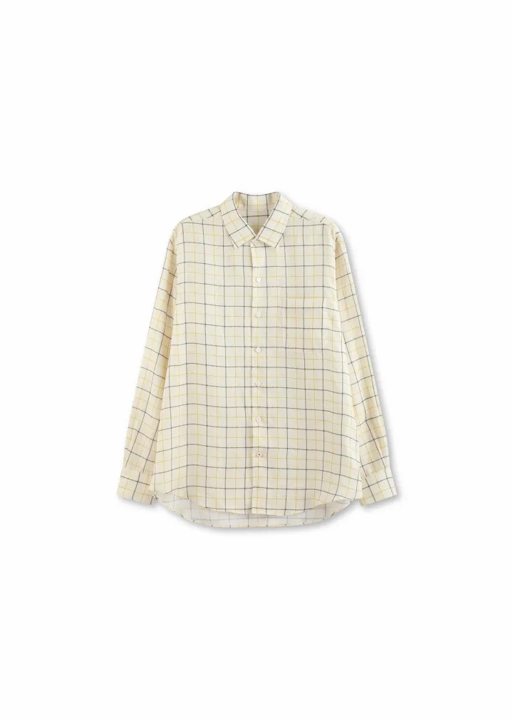 Men's Old Money Style 100% Double Rainwashed Linen Yarn-Dyed Check Stripe Soft Shirt 26S New