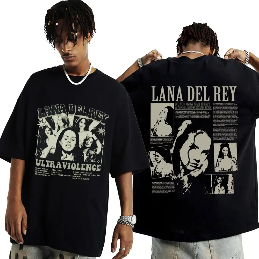 Singer Lana Del Rey T Shirts Ultraviolence Music Album T-shirt Men Women Aesthetic Fashion Short Sleeve T-shirts Tops Streetwear