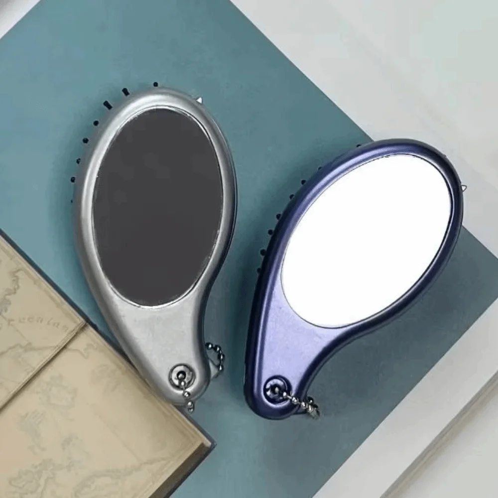 Fashion 3 in1 Portable Hair Brush Foldable with Mirror Air Cushion Comb Detangling Compact Travel Massage Comb Travel Use