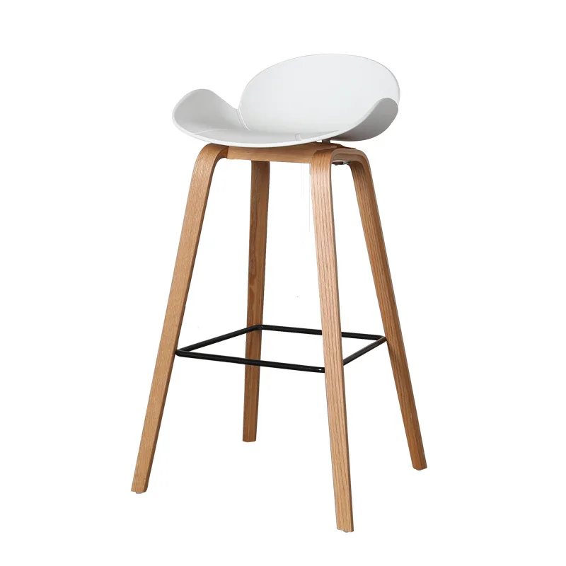 Luxe Nordic Bar Stoelen Moderne Rugleuning Minimalistische Voetsteun Partij Massief Houten Frame Poten Fauteuil Stoelen Hoge Sedie Meubels